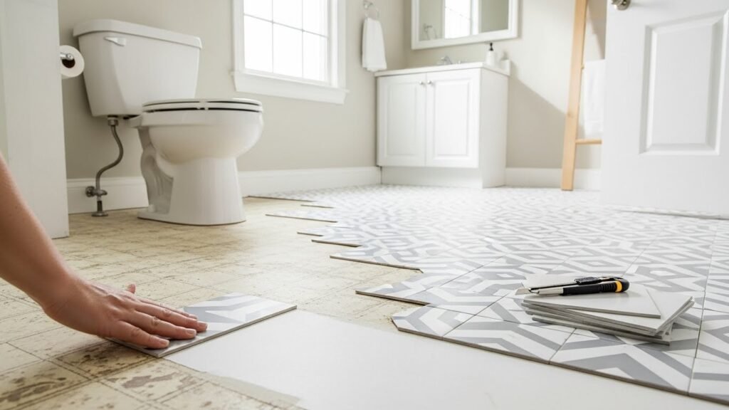 Floor Facelift with Peel-and-Stick Tiles