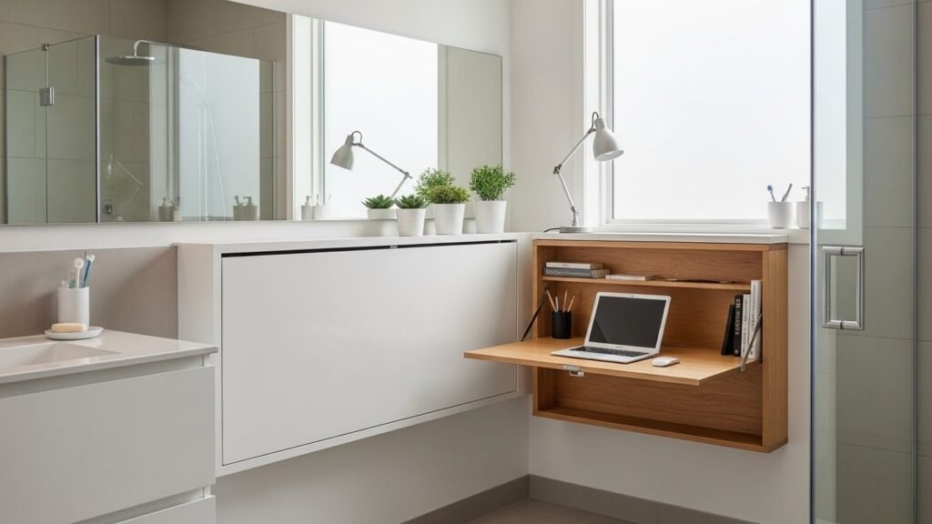 Fold-Down Desks for Multifunctional Rooms