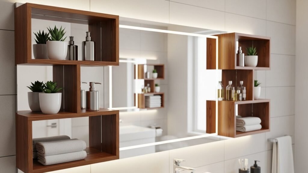 Mirrors with Integrated Shelves for Multi-Functional Magic